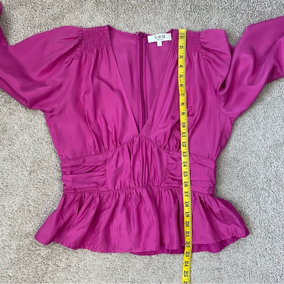 Sea New York Fabiola Silk Peplum‎ Blouse Pink 10 - Picture 8 of 8